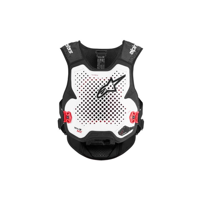 „Alpinestars TECH-AIR®MX“ plazminės sistemos oro pagalvių liemenė, balta-juoda-raudona