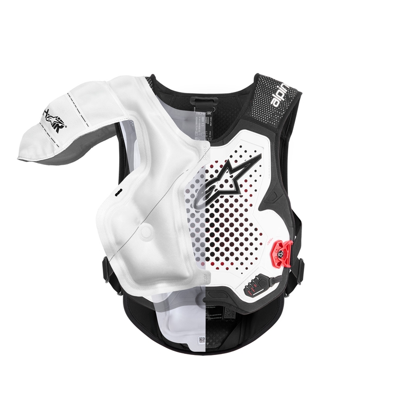 „Alpinestars TECH-AIR®MX“ plazminės sistemos oro pagalvių liemenė, balta-juoda-raudona