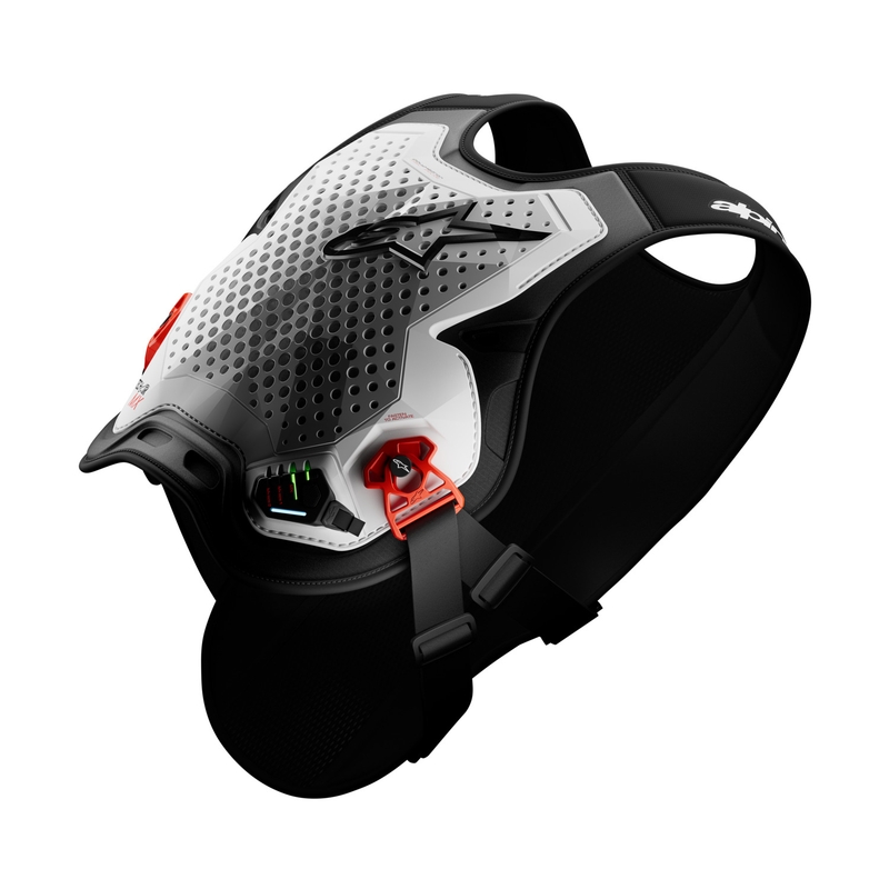 „Alpinestars TECH-AIR®MX“ plazminės sistemos oro pagalvių liemenė, balta-juoda-raudona