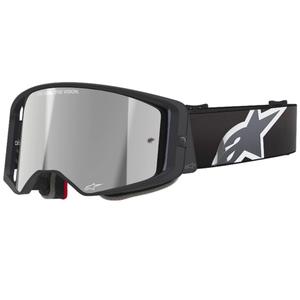 Alpinestars Supertech Corp Motokroso akiniai juodai pilki su sidabriniais lęšiais