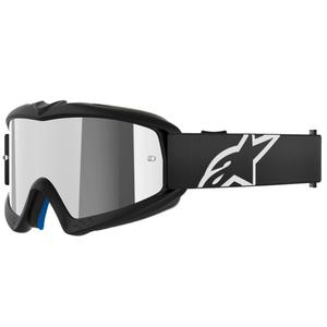 Alpinestars Vision Youth Corp vaikiški motokroso akiniai juodi su veidrodiniais sidabriniais lęšiais
