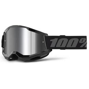Motokroso akiniai 100% STRATA 2 New black (silver plexi)
