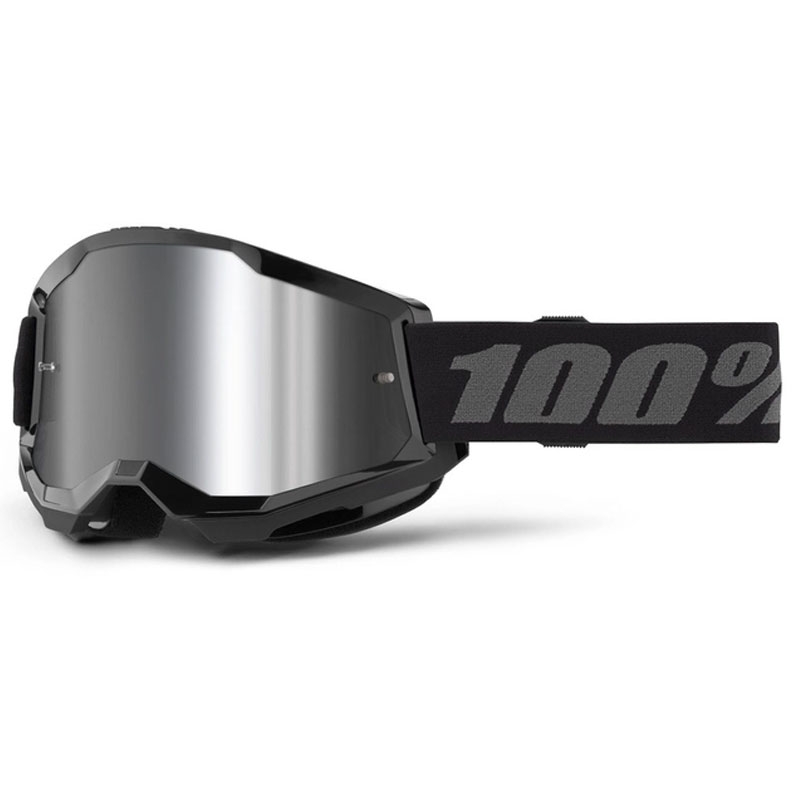 Motokroso akiniai 100% STRATA 2 New black (silver plexi)