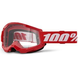 Motokroso akiniai 100% STRATA 2 Nauji raudoni (skaidrus pleištas)