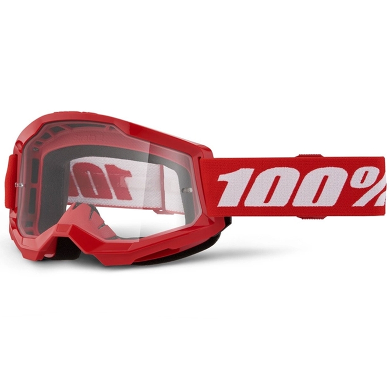 Motokroso akiniai 100% STRATA 2 Nauji raudoni (skaidrus pleištas)
