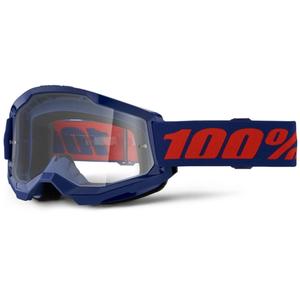 Motokroso akiniai 100% STRATA 2 Nauji tamsiai mėlyni (skaidrus pleištas)