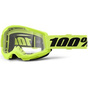 Motokroso akiniai 100% STRATA 2 New fluo yellow (clear plexi)