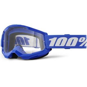 Motokroso akiniai 100% STRATA 2 Nauji mėlyni (skaidrus pleištas)