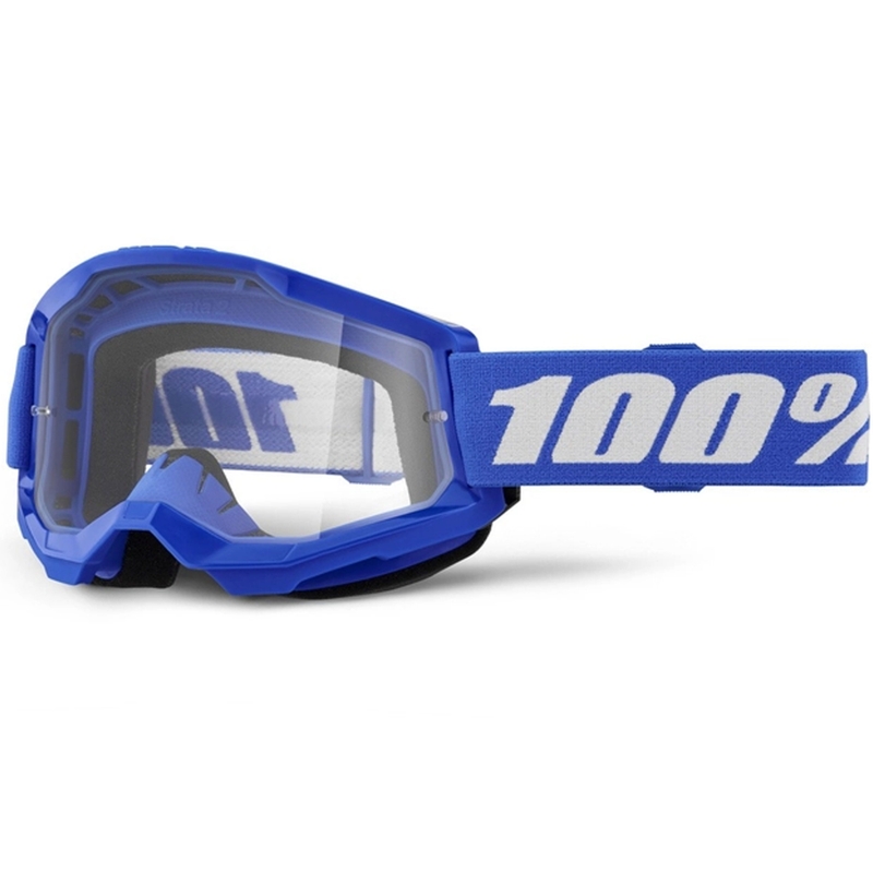 Motokroso akiniai 100% STRATA 2 Nauji mėlyni (skaidrus pleištas)
