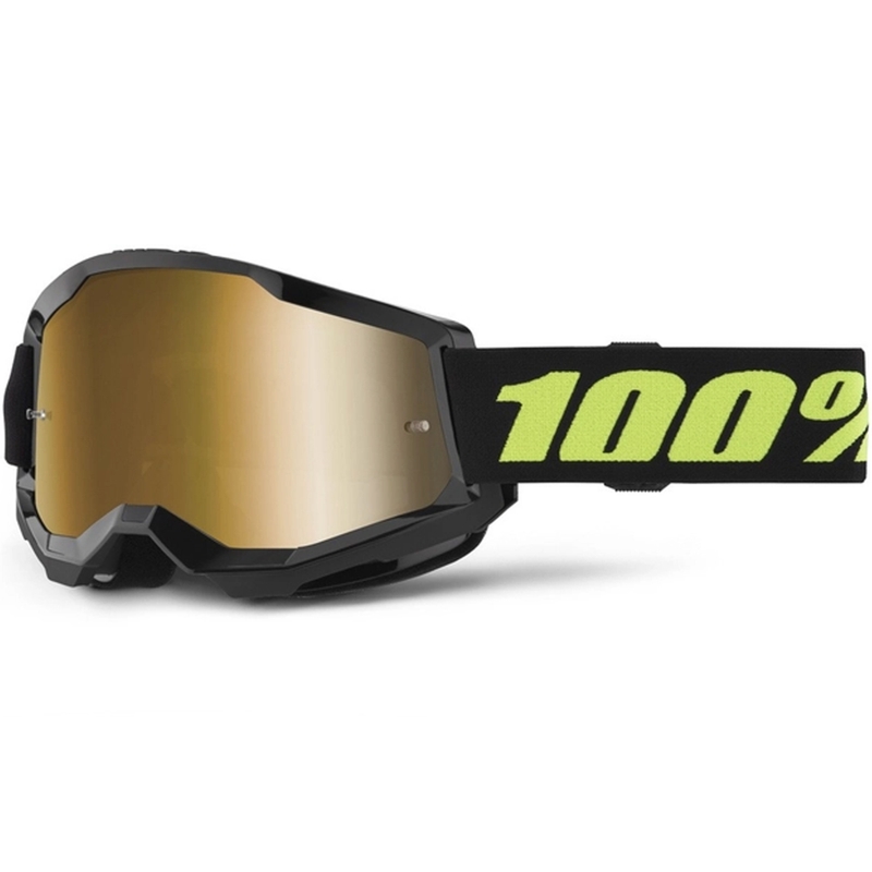 Motokroso akiniai 100% STRATA 2 New Solar black (gold plexi)