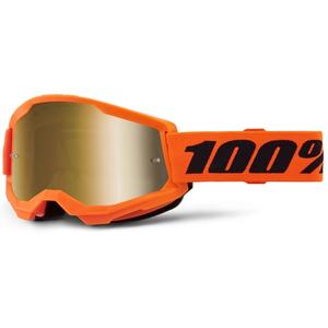 Motokroso akiniai 100% STRATA 2 New orange (gold plexi)