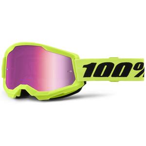 Motokroso akiniai 100% STRATA 2 New fluo yellow (pink plexi)