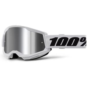 Motokroso akiniai 100% STRATA 2 New white (silver plexi)