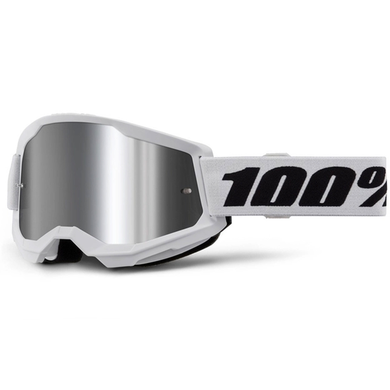 Motokroso akiniai 100% STRATA 2 New white (silver plexi)