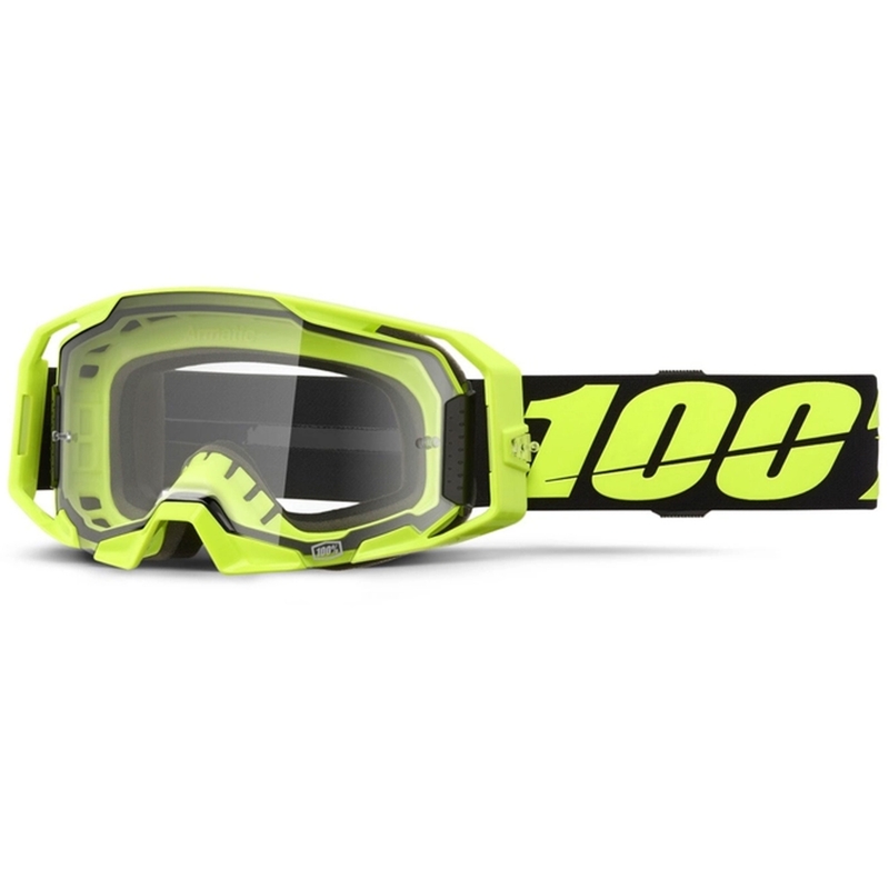 Motokroso akiniai 100% ARmatic Neon Yellow su skaidriu stiklu