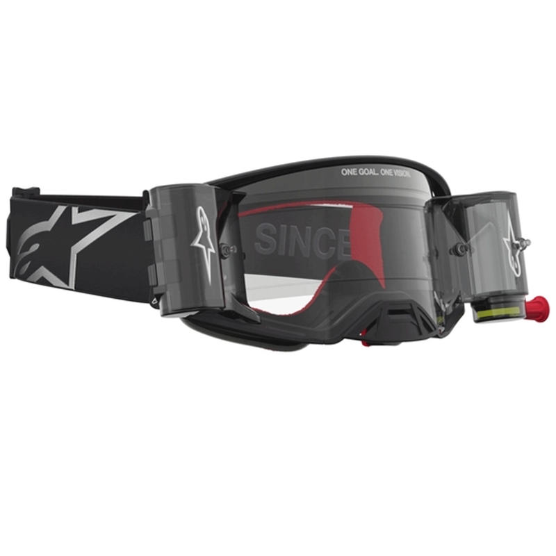 „Alpinestars Supertech ROLL-OFF“ motokroso akiniai, juodi-sidabriniai su skaidriu plexiglasu