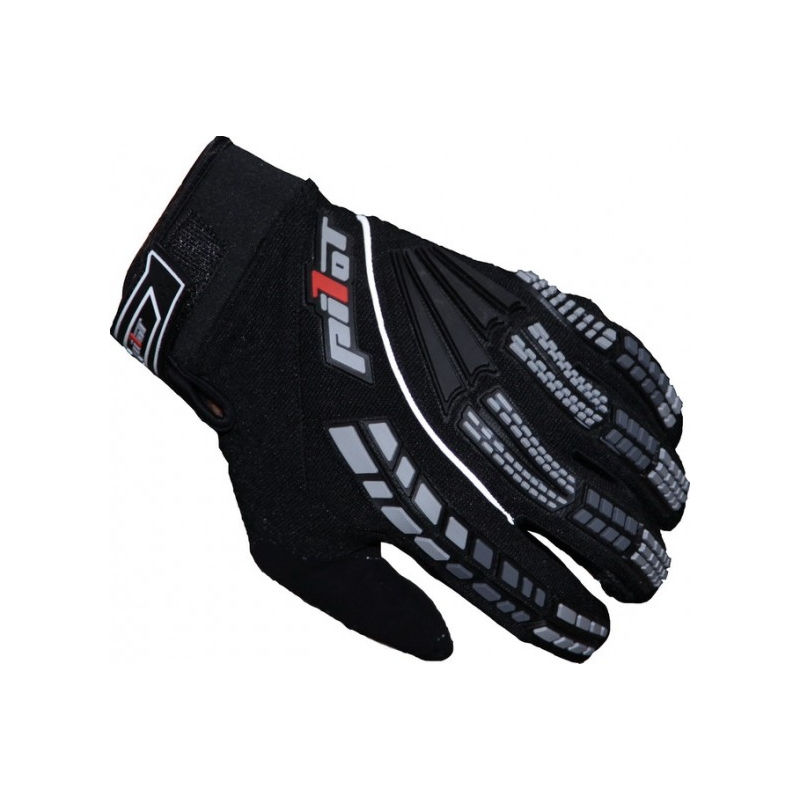 Dětské motokrosové rukavice na motorku Pilot černo-šedivé - II. jakost