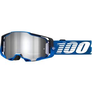 Motokroso akiniai 100% ARMEGA Rockchuck black-white-blue (silver plexi)