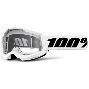 Vaikiški motokroso akiniai 100% STRATA 2 white clear plexi