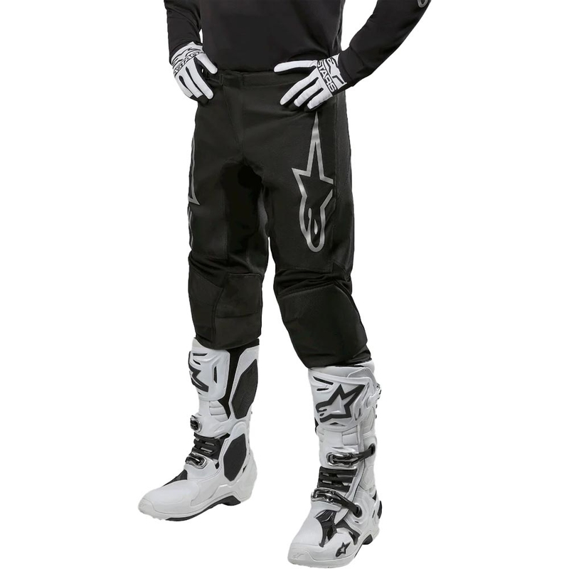 Alpinestars Fluid Graphite motokroso kelnės juodos ir sidabrinės spalvos
