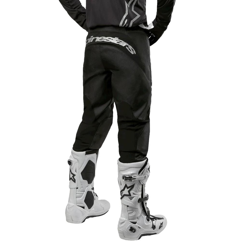 Alpinestars Fluid Graphite motokroso kelnės juodos ir sidabrinės spalvos