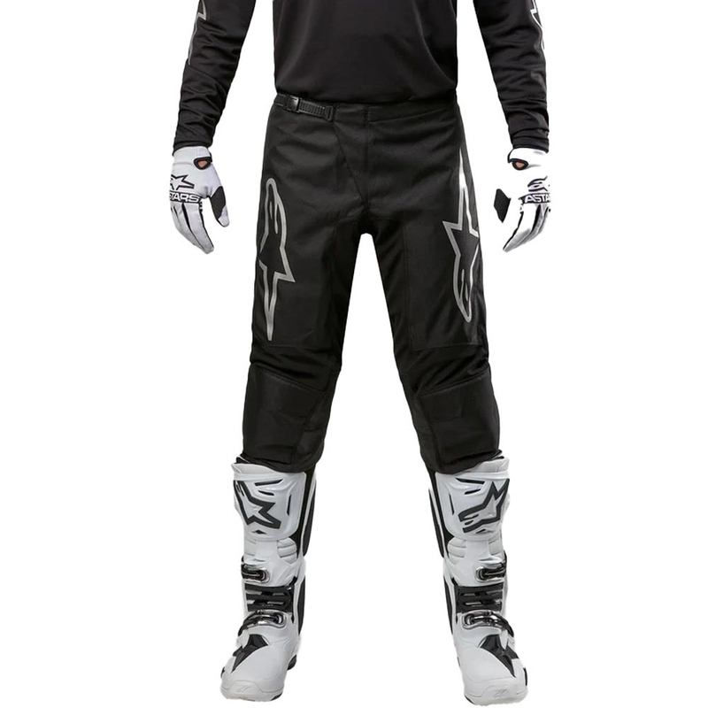 Alpinestars Fluid Graphite motokroso kelnės juodos ir sidabrinės spalvos
