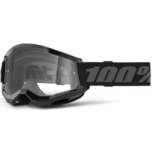 Vaikiški motokroso akiniai 100% STRATA 2 black clear plexi