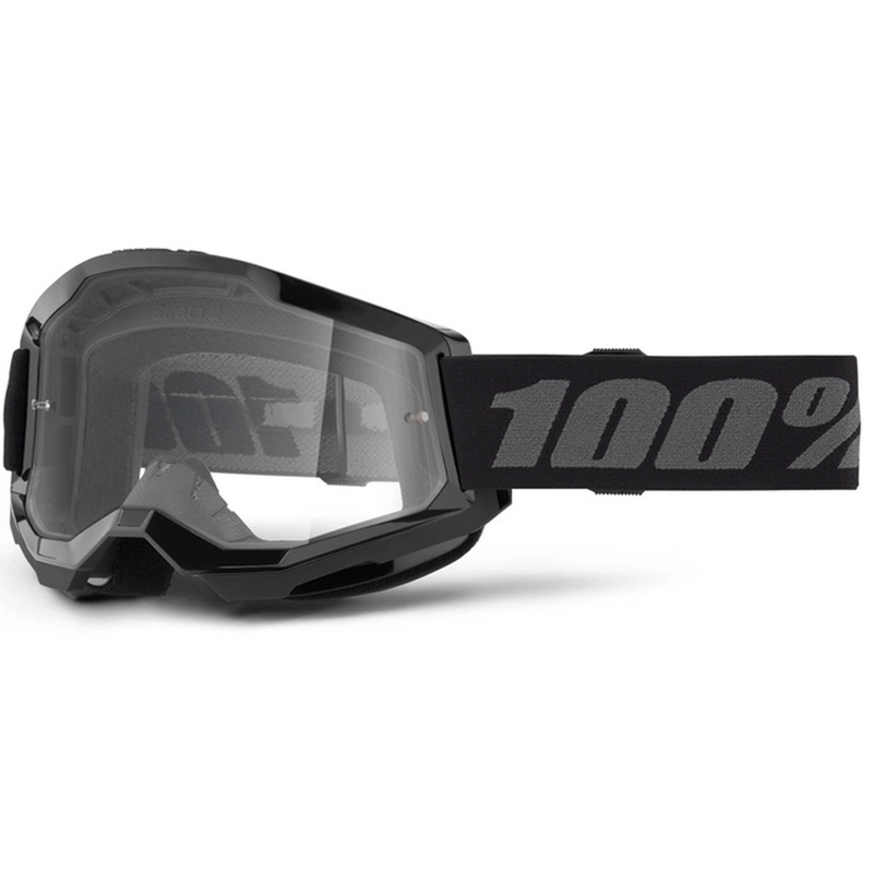 Vaikiški motokroso akiniai 100% STRATA 2 black clear plexi