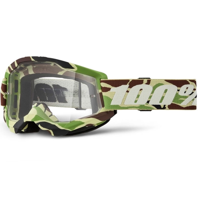 Motokroso akiniai 100% STRATA 2 New War Camo green (skaidrus stiklas)