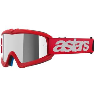 Alpinestars Vision Vision Youth Blaze raudoni vaikiški motokroso akiniai su veidrodiniais sidabriniais lęšiais