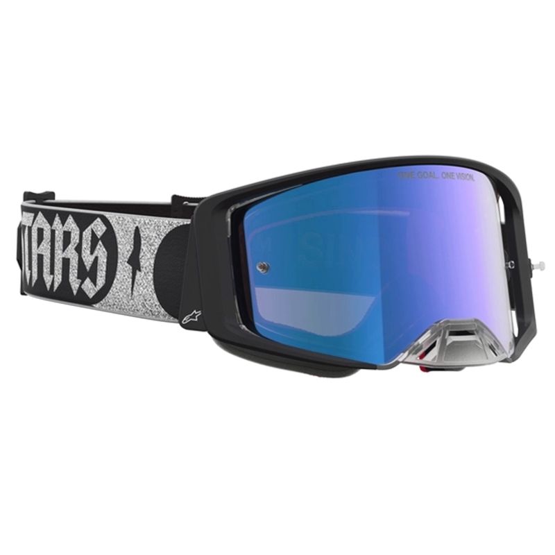 „Alpinestars Supertech Atrox“ motokroso akiniai, juodi-sidabriniai