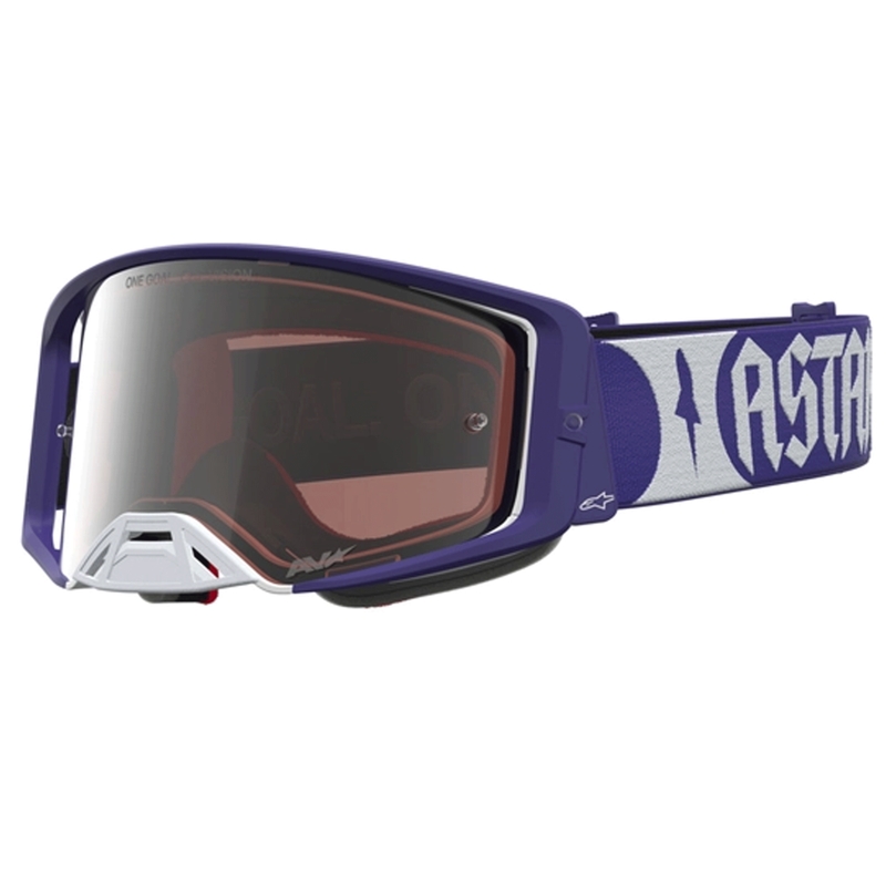 Alpinestars Supertech Atrox motokroso akiniai mėlynai balti