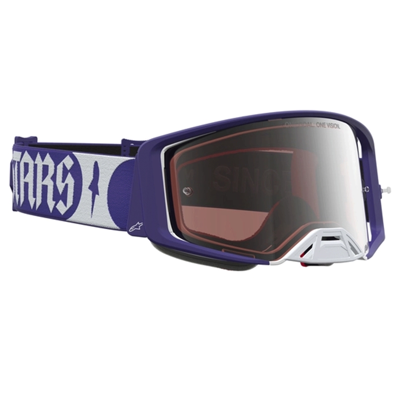 Alpinestars Supertech Atrox motokroso akiniai mėlynai balti