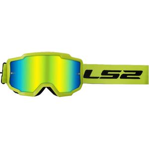 LS2 Charger H-V motokroso akiniai geltonos spalvos su iridžio plexi