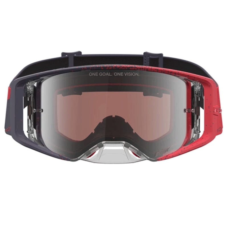 Alpinestars Supertech motokroso akiniai juodi-raudoni