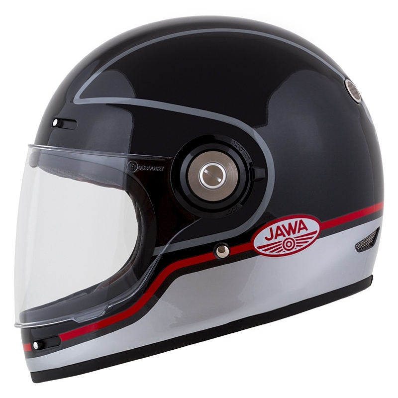 Cassida Fibre Jawa Sport uždaras motociklo šalmas, juodas-sidabrinis-raudonas, 2 - II kokybės - II. kokybė
