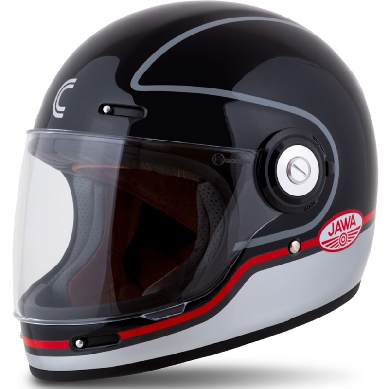 Cassida Fibre Jawa Sport uždaras motociklo šalmas, juodas-sidabrinis-raudonas, 2 - II kokybės - II. kokybė