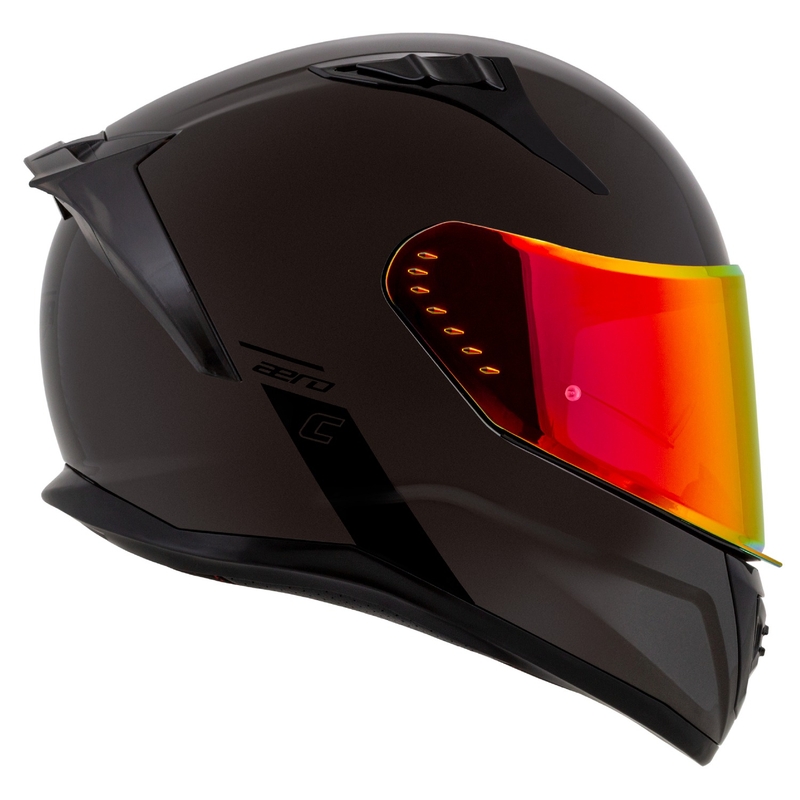 Cassida Aero Super Mono motociklo šalmas, blizgus juodas, chromuotas-juodas, uždaras - II. kokybė