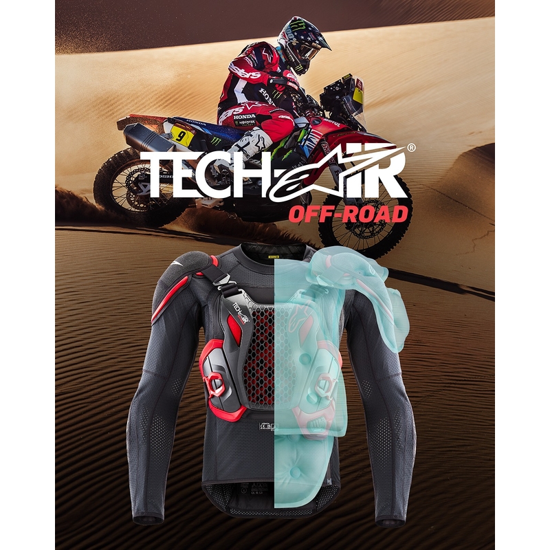 Oro pagalvių liemenė Alpinestars TECH-AIR®OFF-ROAD sistema juoda-raudona - II. kokybė