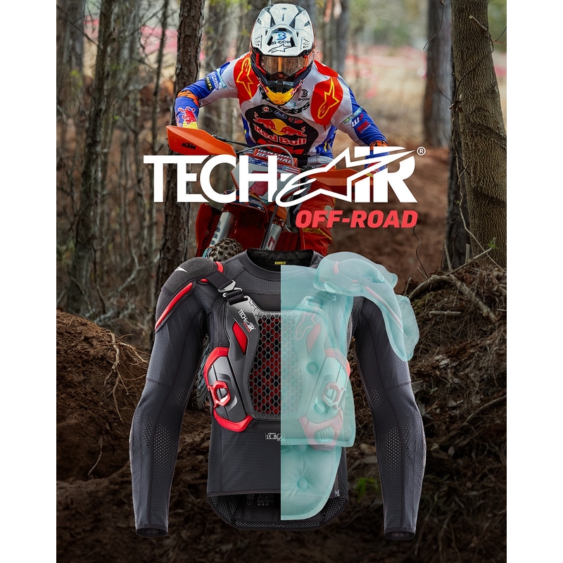 Oro pagalvių liemenė Alpinestars TECH-AIR®OFF-ROAD sistema juoda-raudona - II. kokybė