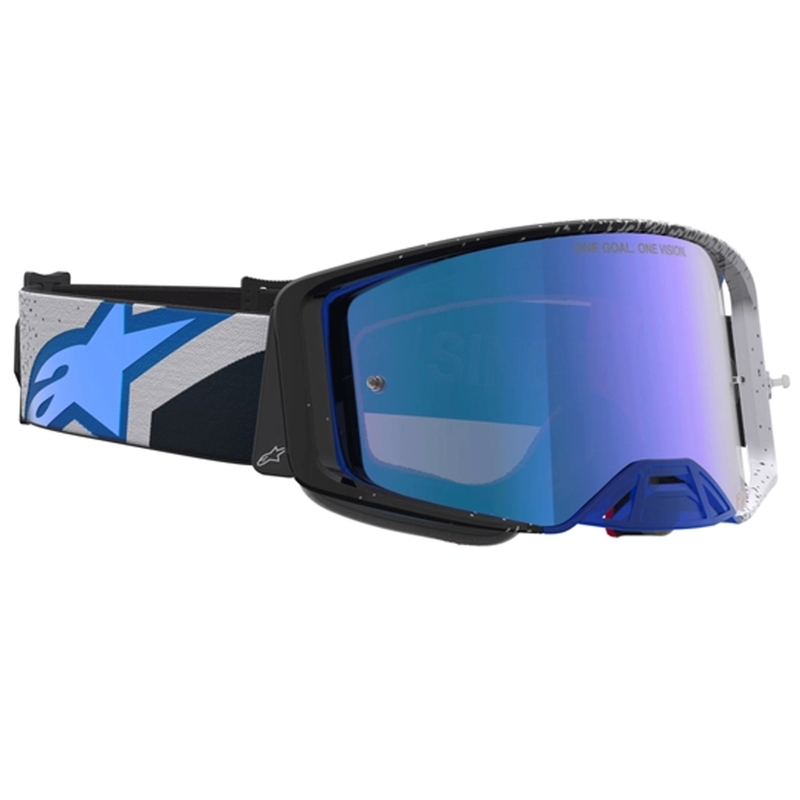 Alpinestars Supertech Hiten motokroso akiniai juodi-mėlyni