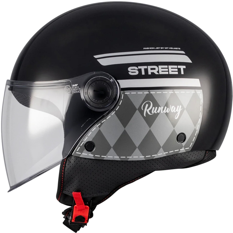 Atviras motociklo šalmas MT Street S Runway B2 juodai pilkas - II. kokybė