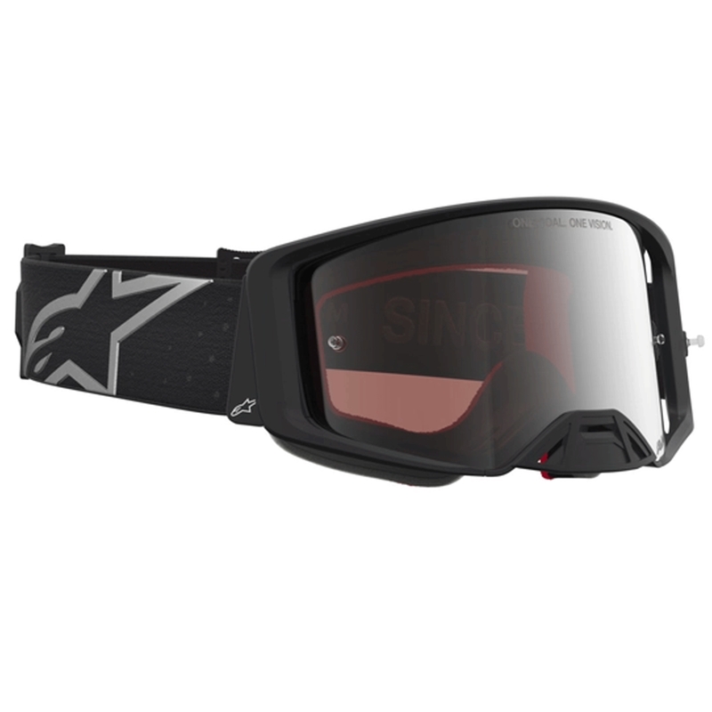 „Alpinestars Supertech Vesta“ motokroso akiniai matinės juodos-sidabrinės spalvos