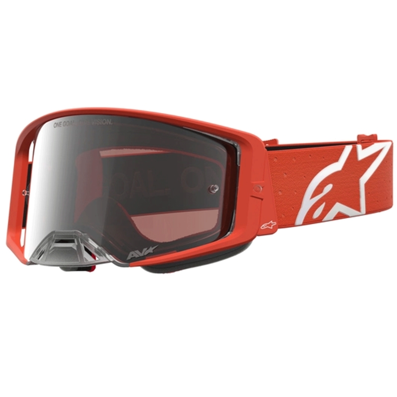 „Alpinestars Supertech Vesta“ oranžinės-sidabrinės motokroso akiniai