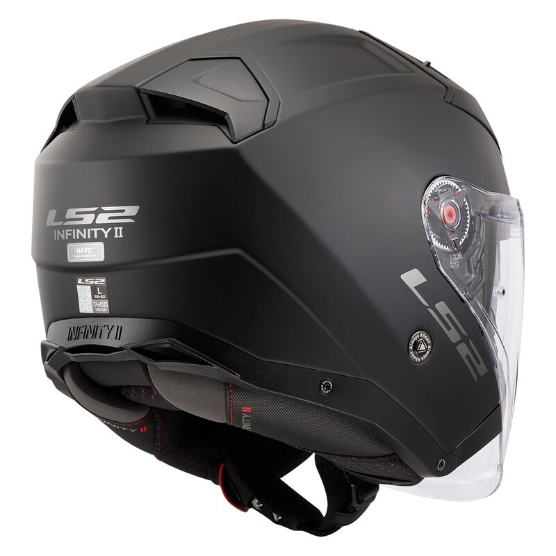 Atviras motociklininko šalmas LS2 OF603 Infinity II Solid Black Matte - II. kokybė