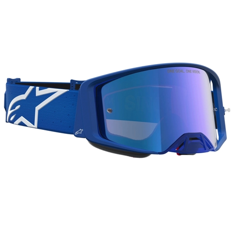 „Alpinestars Supertech Vesta“ mėlynai balti motokroso akiniai