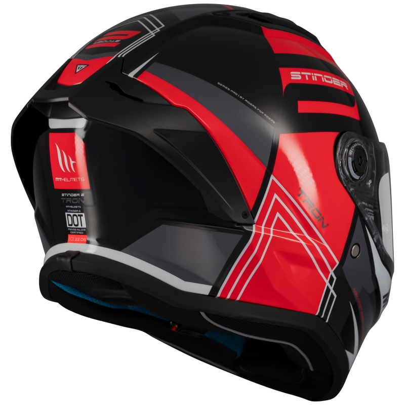 MT Stinger 2 Tron integralus motociklininko šalmas juodas-raudonas-pilkas - II. kokybė