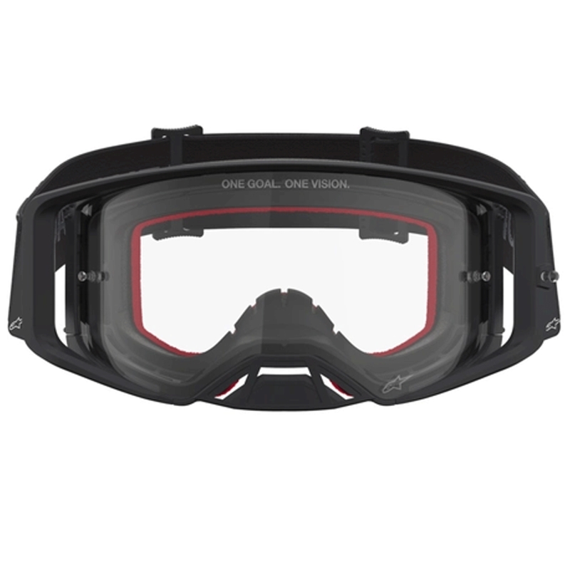„Alpinestars Supertech Vesta“ motokroso akiniai, juodi-sidabriniai su skaidriu plexiglasu