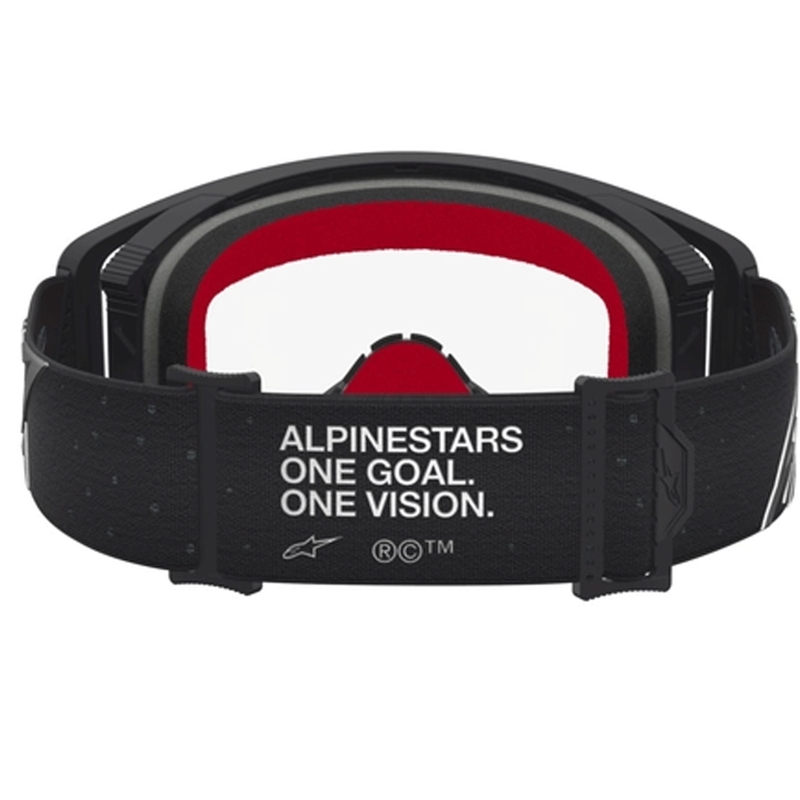 „Alpinestars Supertech Vesta“ motokroso akiniai, juodi-sidabriniai su skaidriu plexiglasu