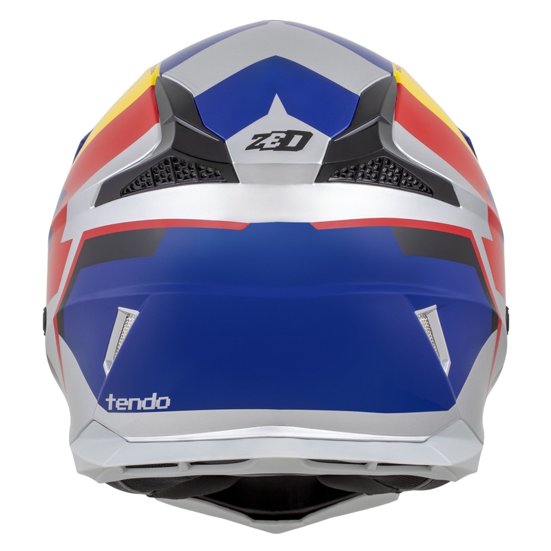 Motokroso šalmas ZED X1.9 Tendo pearl blue-red-yellow-silver - II. kokybė